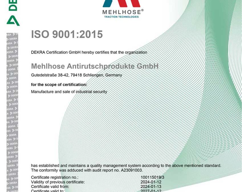 Successful upgrade to the new ISO 9001:2015 standard